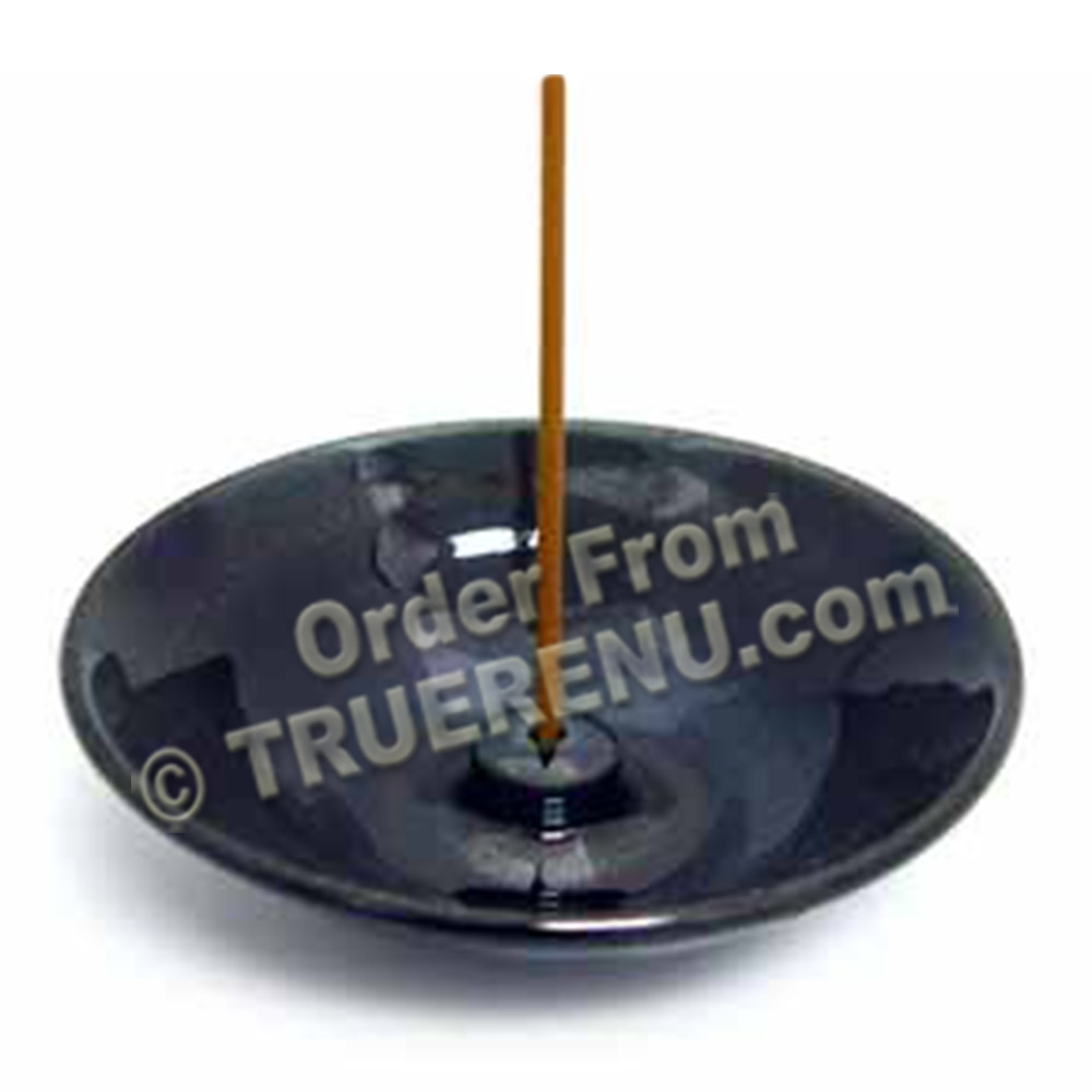 PHOTO TO COME: Shoyeido Premium HandCrafted Ceramic Round Incense Burner/Holder - Obsidian