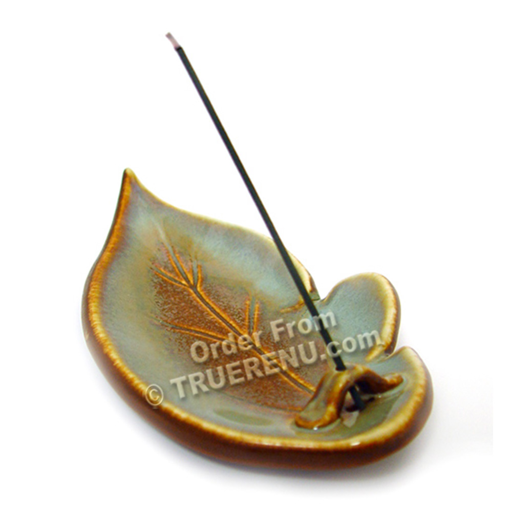 PHOTO TO COME: Shoyeido HandCrafted Ceramic Leaf-shaped Incense Holder - Desert Sage